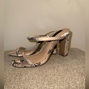 Steven by Steve Madden Jersey Snake Leather Block Heel Sandals